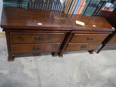 Lot 1322 - Pair of substantial solid wood 2 drawer night...
