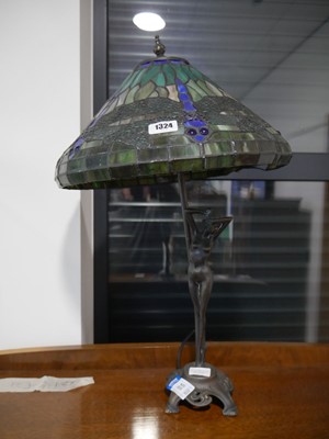 Lot 1324 - Free standing lady lamp with Tiffany type...