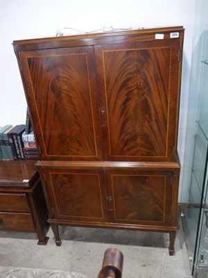 Lot 1325 - Reproduction mahogany cupboard with 2 upper...
