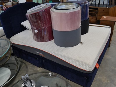 Lot 1331 - Navy blue upholstered Silent Night bed with...