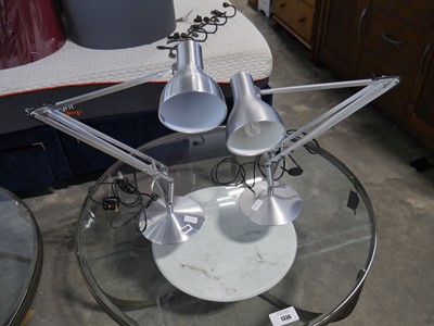 Lot 1338 - 2 brushed chrome finish adjustable desk lamps,...