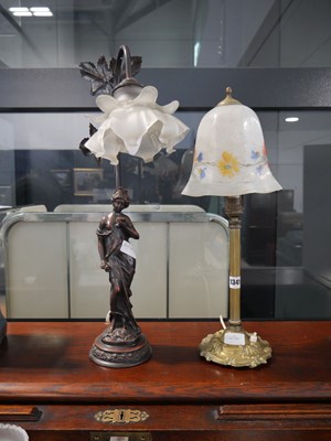 Lot 1341 - 2 various lamps; 1 depicting classic figurine,...