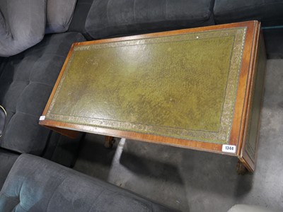 Lot 1344 - Wooden drop side occasional table with green...