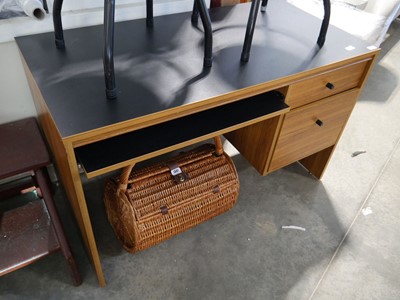 Lot 1345 - Modern wood finish and black office desk with...