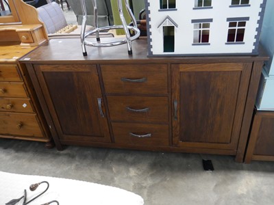 Lot 1355 - Hard wood finish lounge suite comprising...