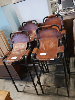 Lot 1359 - Set of 4 tubular framed bar height stools with...