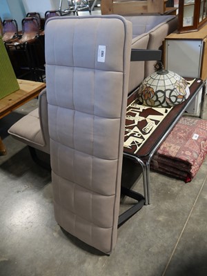 Lot 1362 - Neutral suede upholstered 2 seater bench
