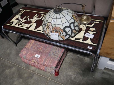 Lot 1363 - Tubular framed coffee table with Egyptian...