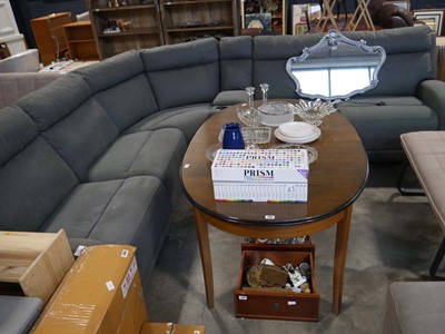 Lot 1370 - Grey fabric upholstered L-shaped electric...