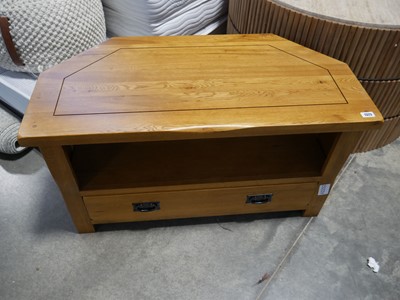 Lot 1373 - Modern honey oak entertainment unit with...