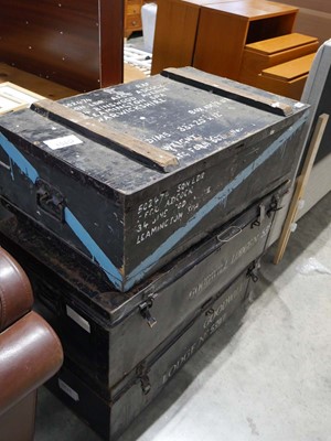 Lot 1376 - Stack of 3 various packing trunks incl. 2...
