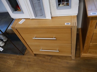 Lot 1385 - Modern composite wood finish 2 drawer night stand