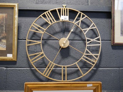 Lot 1387 - Gold finish backless wall clock