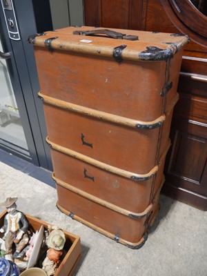 Lot 1388 - Orange coloured twin handled and banded travel...
