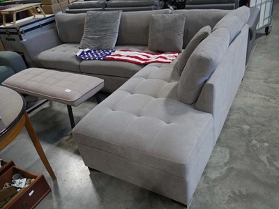 Lot 1389 - Light grey fabric upholstered L-shaped corner...