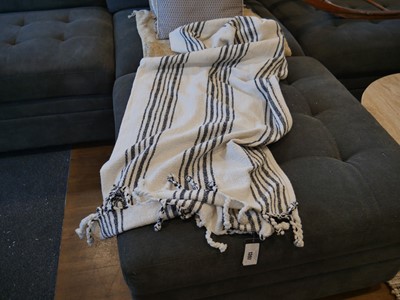 Lot 1397 - Striped cotton throw (130 x 170cm), together...