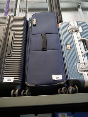 Lot 1698 - 1 large and 1 small blue canvas suitcases