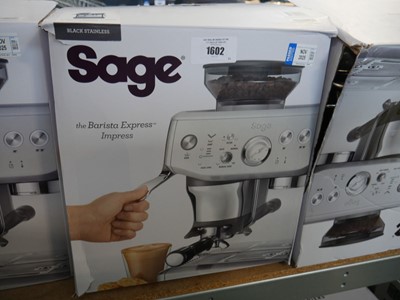 Lot 1602 - Sage Barista Express Impress coffee machine in...