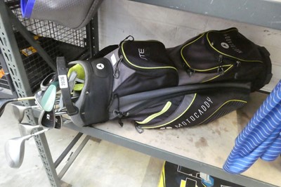 Lot 2036 - Motocaddy Lite golf bag containing mixed golf...