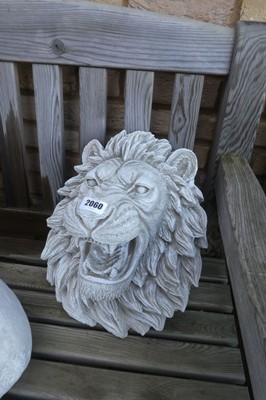 Lot 2060 - Wall mounted concrete lion plaque