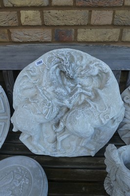 Lot 2062 - Large concrete wall mounted plaque of 2 horses