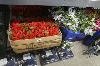 Lot 2083 - 3 boxes of red artificial poinsettias,...