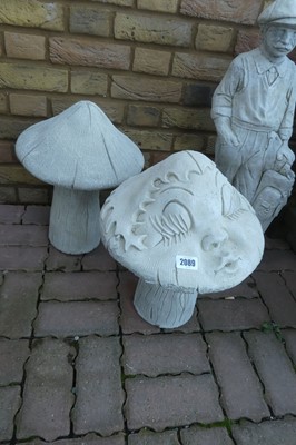 Lot 2089 - Pair of concrete mushrooms