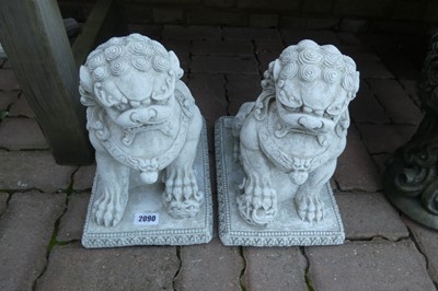 Lot 2090 - Pair of concrete kneeling dragons