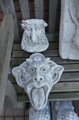 Lot 2091 - Concrete 'Green Man' wall mounted plaque,...