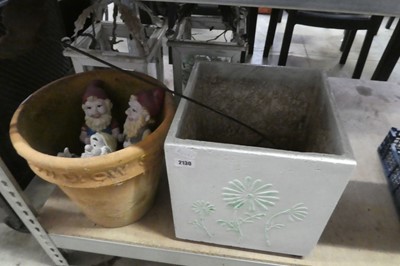Lot 2130 - Large square ceramic planter with pair of...