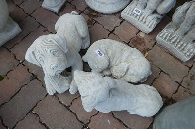 Lot 2145 - 3 concrete dogs incl. sausage dog, puppy and...