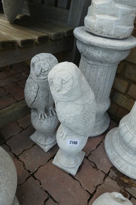 Lot 2146 - Pair of concrete owls