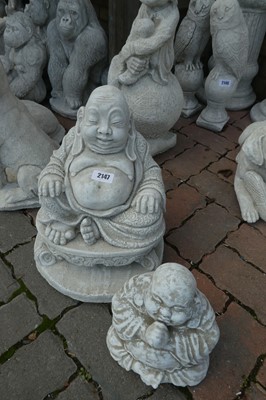Lot 2147 - Pair of concrete Buddhas