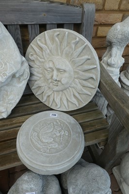 Lot 2148 - Concrete sun wall mounted plaque with concrete...
