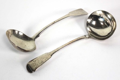 Lot 401 - A pair of George III silver fiddle pattern...