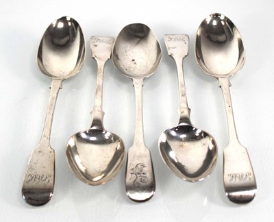 Lot 403 - A set of four Victorian silver fiddle pattern...