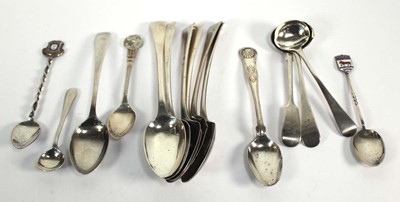 Lot 407 - A group of Georgian and later silver spoons...