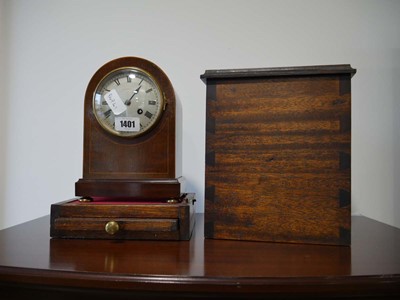 Lot 1401 - Edwardian mantle clock with inlay in a fitted...