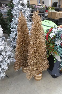 Lot 2172 - Pair of Libra gold glitter twig Christmas trees