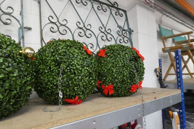 Lot 2180 - Pair of Christmas themed artificial ball...