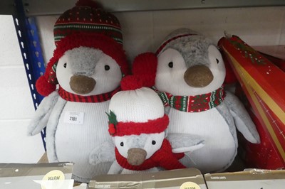Lot 2181 - Set of 3 Christmas themed plush penguin family