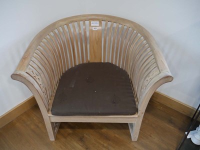 Lot 1420 - Limed wood open conservatory chair with brown...