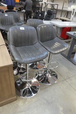 Lot 2273 - Set of 4 grey leatherette and chrome height...