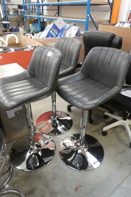 Lot 2274 - Set of 3 grey leatherette and chrome height...