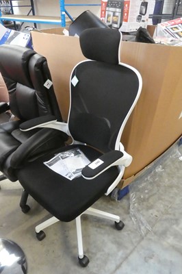 Lot 2282 - White and black high mesh back office armchair...