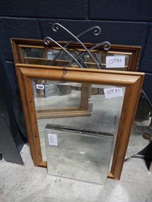 Lot 1468 - Collection of 6 mirrors incl. large pine...