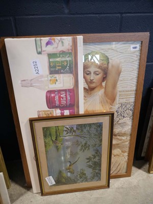 Lot 1481 - 2 large oak framed prints of classical females...