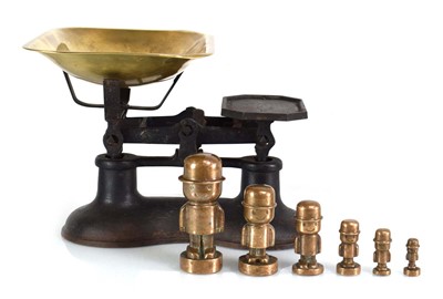 Lot 46 - A set of vintage scales together with six...