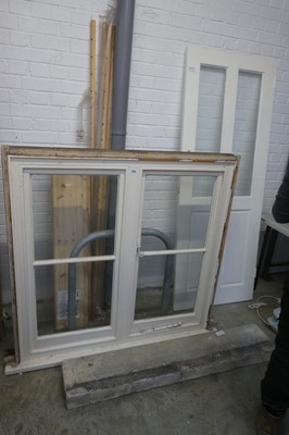 Lot 2371 - Victorian wooden frame 2 section glass panel...