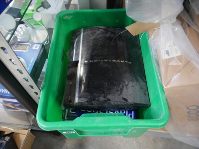Lot 1801 - Green crate containing a PlayStation 3,...